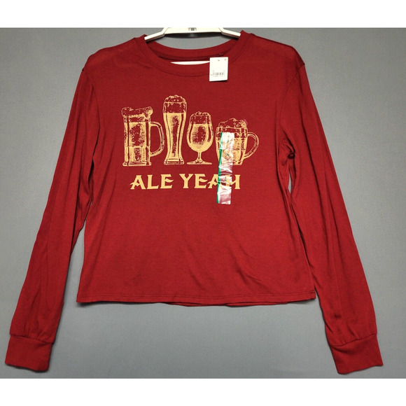 NEW Zoe + Liv T-shirt Cropped Womens Medium Ale Yeah Graphic Party Lounge - Picture 1 of 9